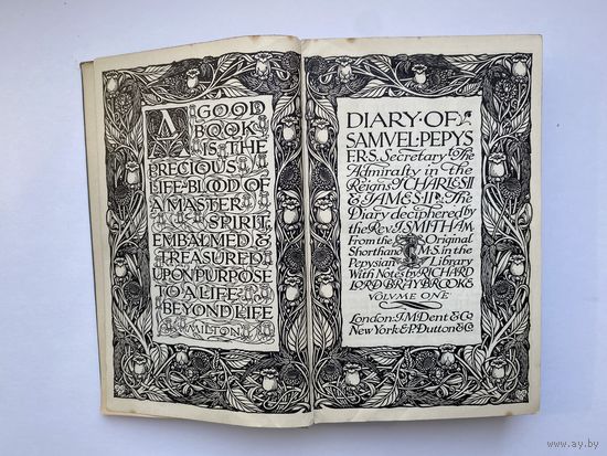 The Diary of Samuel Pepys. Volume one.