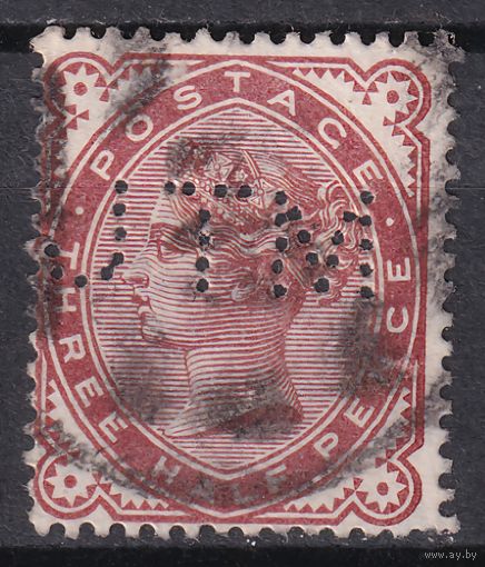 68.Br. Великобритания. Виктория. Стандарт. 3/2P. 1880 г. Mi.#57. Перфин.