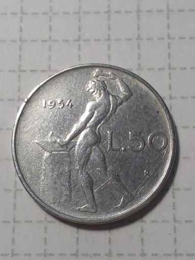 50 лир Италия 1954 год