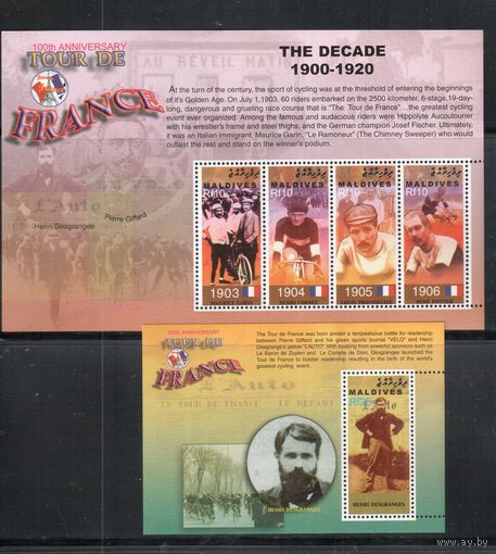 Мальдивы-2003(Мих.4145-4148,БЛ.541) , **   , Спорт, Велоспорт , Велосипеды