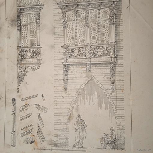 ГРАВЮРА. VOM RATHHAUS IN LUEBECK 1588. Berlin. Германия 19век. 48 х32см. РАСПРОДАЖА КОЛЛЕКЦИИ.