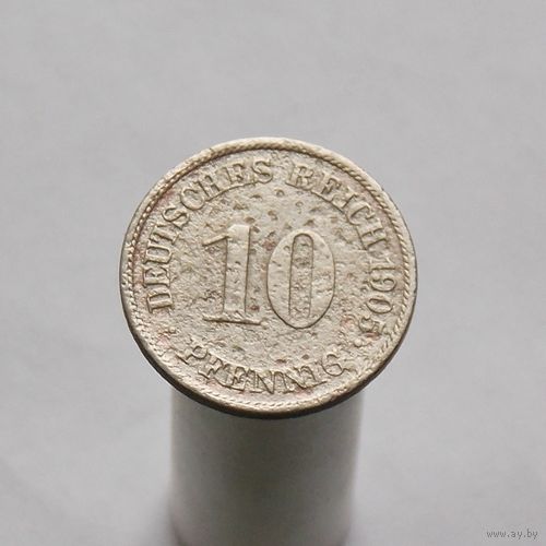 Германия 10 пфеннингов 1905 А