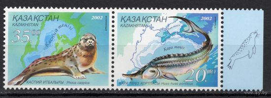 Казахстан 2002. Фауна Черного и Каспийского морей. Совместный выпуск с Украиной. 2 марки (218-3)