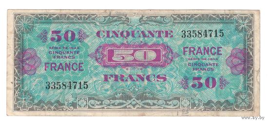 Франция 50 франков 1944 года. Состояние VF+