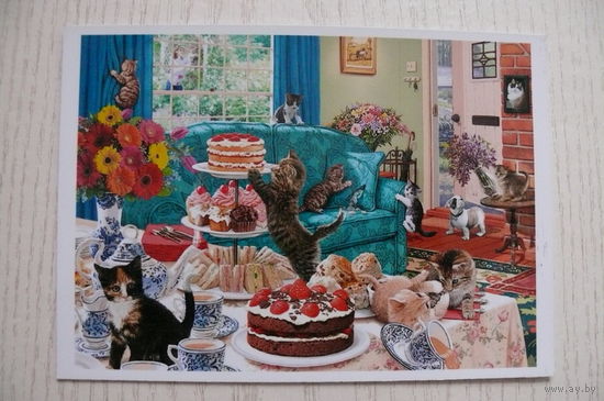 Современная открытка, Steve Read, Кошки в доме, чистая (изд. РФ).