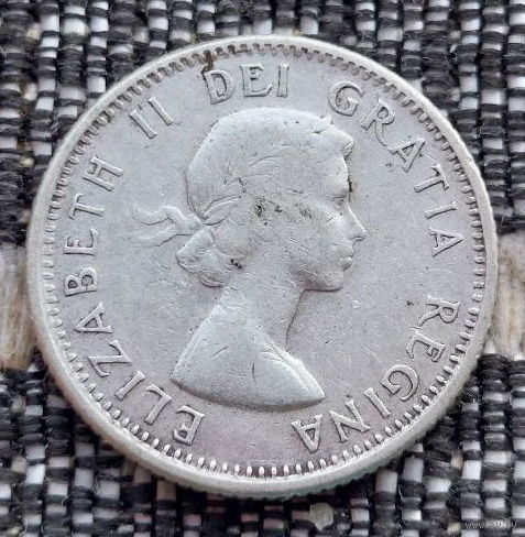 Канада 10 центов 1955 года. Королева Елизавета II. Серебро! Сторгуй за свою цену, предложи обмен!