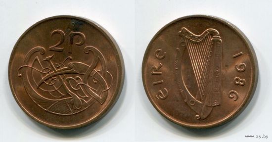 Ирландия. 2 пенса (1986, aUNC)