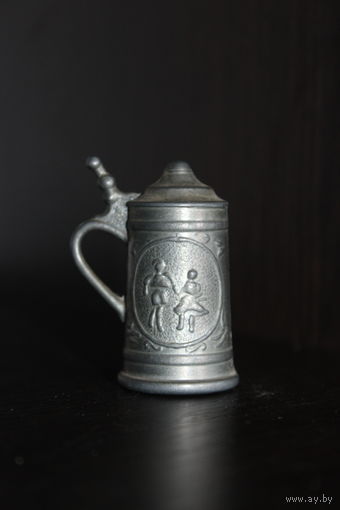 Оловянный, декоративный, миниатюрный пивной бокал, клеймо, Англия.