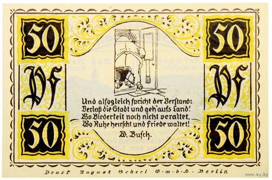 РАСПРОДАЖА!!! - ГЕРМАНИЯ Коммуна ШТОЛЬЦЕНАУ (Нижняя САКСОНИЯ) 50 пфеннигов 1921 год BU- !