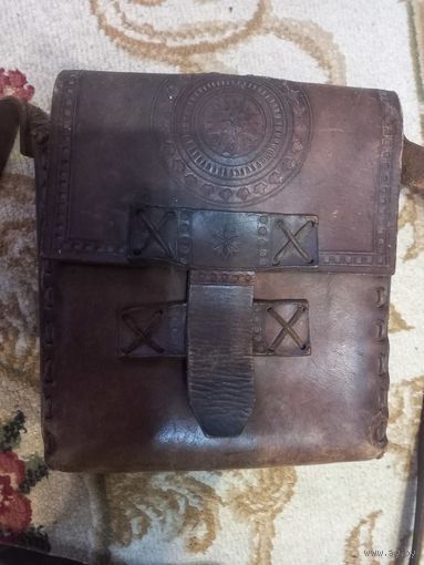 Старинная кожанная сумка с чердака ручная работа
