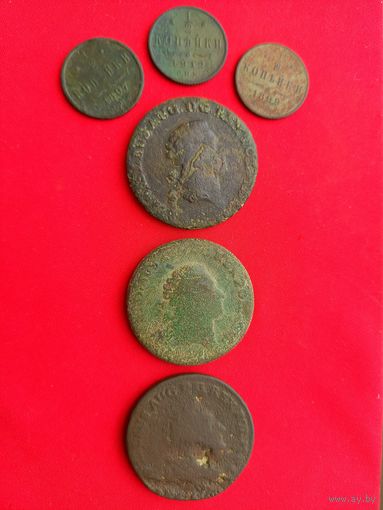 3 гроша Понятовского - 3 шт, 1/2 копейки 1897, 1899, 1912 г. С рубля, без м.ц. См. др. мои лоты.