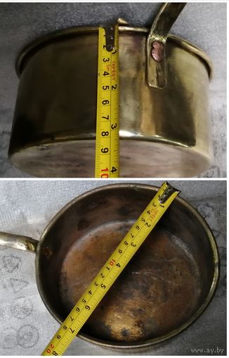 Латунный, старинный ковш с ручкой. Первая четверть прошлого века.