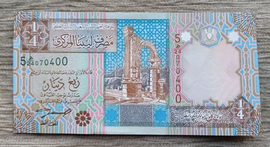 Werty71 Ливия 1/4 динара 2002 UNC Арка Траяна Лептис Магна Крепость Марзук банкнота