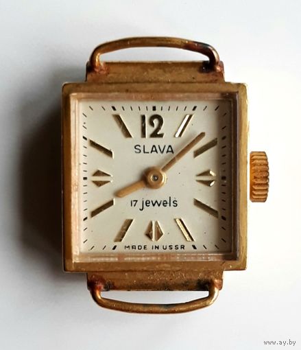 Часы женские SLAVA Made in USSR. Позолота. 17 камней. Идут. Рабочие.