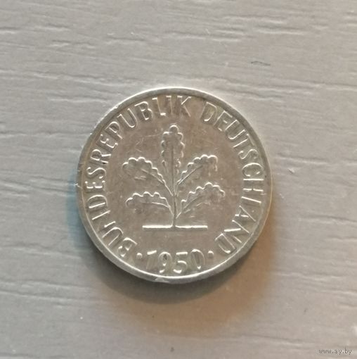 Германия 5 пфеннигов 1950 г., отметка мд "F" Штутгарт, KM# 107