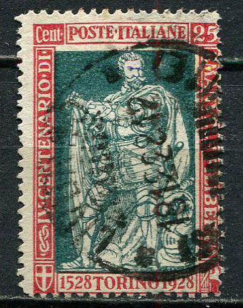Королевство Италия - 1928 - Герцог Савойский Эммануил Филиберт 25С - [Mi.286B] - 1 марка. Гашеная.  (Лот 64EM)-T7P11