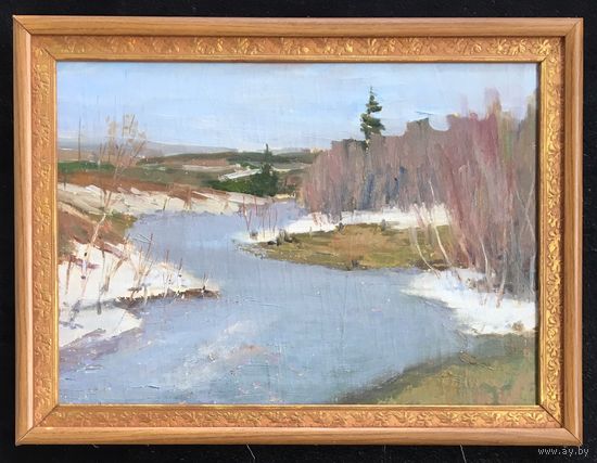 Азгур (Горелова) Г.Г"Белорусский пейзаж", 1950 г. Х/М.