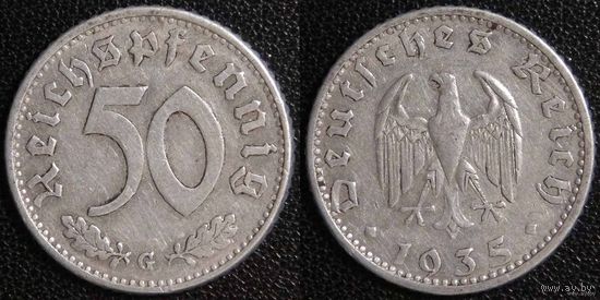 YS: Германия, Третий Рейх, 50 рейхспфеннигов 1935G, КМ# 87 (2)