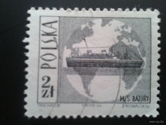 Польша 1966 стандарт, карта мира, корабль