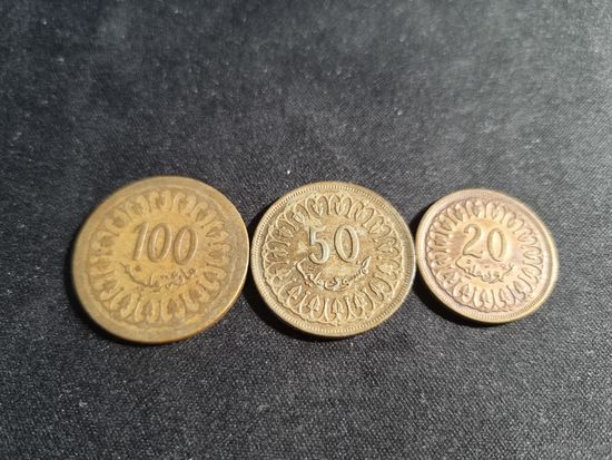 Тунис 20,50,100 миллимов 1960