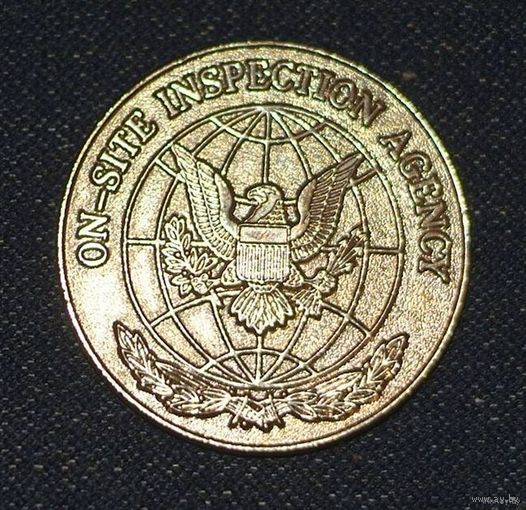 Знак "Агенство инспекций на местах США", тяжелый металл