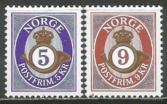 Норвегия. Цифра в овале. Герб. 2002г. Mi#1415-16. Серия.