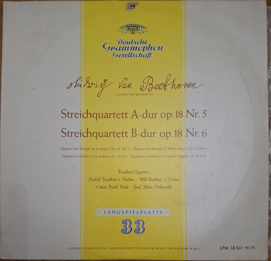 Ludwig van Beethoven – Koeckert-Quartett – Streichquartett A-dur Op. 18 Nr. 5 / Streichquartett B-dur Op. 18 Nr. 6