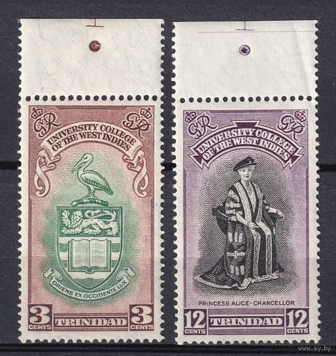 149.BrKS. Великобритания. Колонии. Тринидад и Тобаго. Открытие Ямайского университета для британских колоний в Вест - Индии. 1951 г. Полная серия. MNH. Mi.##153-154.