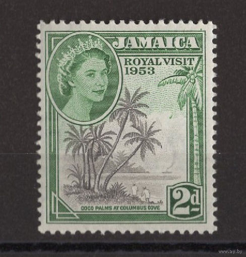 Ямайка / Jamaica 1953 ** 2d, Королевский визит, Кокосовые пальмы в бухте Колумба