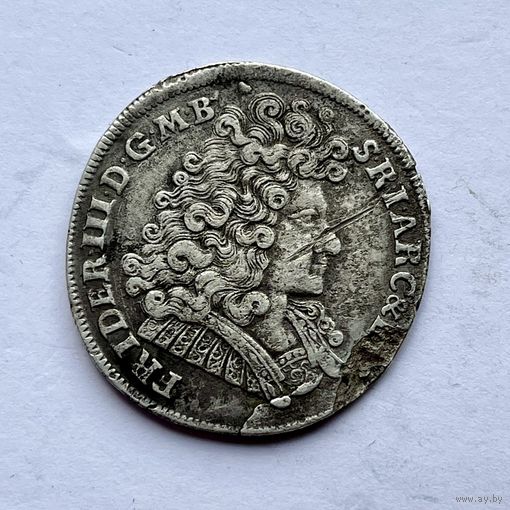 Монета СЕРЕБРО Бранденбург-Пруссия 2/3 талера (Гульдена) 1689 г., Фридрих III. 1688-1701 год ОТЛИЧНЫЕ