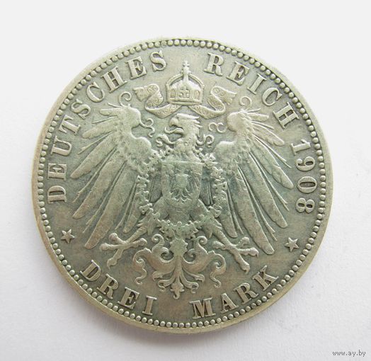 Все лоты с рубля.3 марки 1908 г.Пруссия.