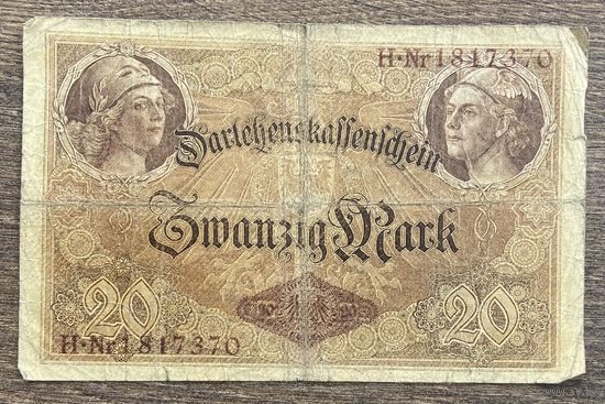 Банкнота 20 марок 1914 год. Германская империя.