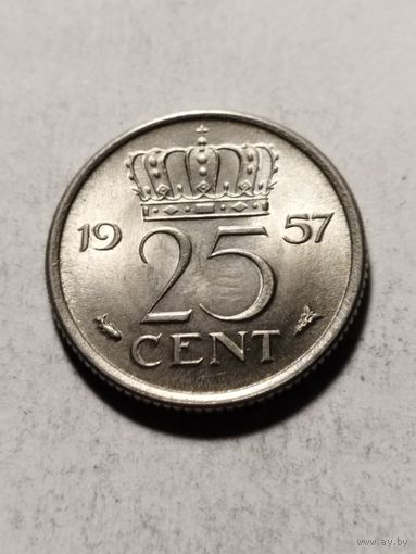 Нидерланды 25 центов 1957