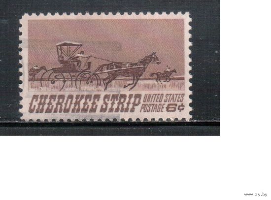 США-1968, (Мих.968) , гаш. , Индейцы, Лошади(одиночка)
