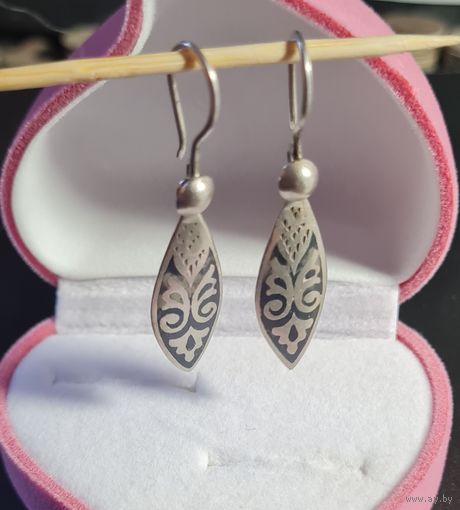 Серьги серебро 875 СССР ЗВЕЗДА лот #27, С РУБЛЯ! МНОГО ЛОТОВ С РУБЛЯ БЕЗ МЦ!