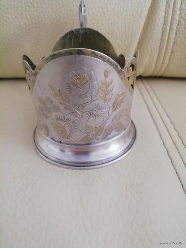 Подстаканник серебро 875 пробы СССР, ранние советы. Вес 111гр.