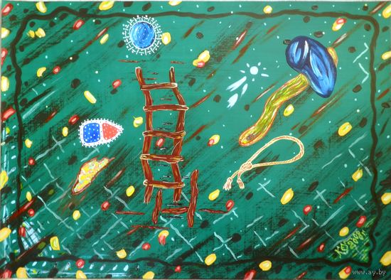 К работе, акрил, бумага,  2008, Котов Олег