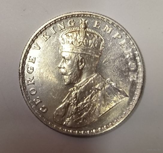 С рубля! 1 рупия 1919 яркий блеск Индия серебро