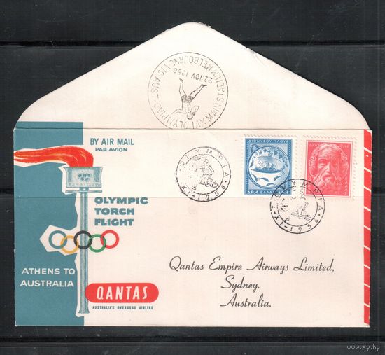 Греция-1956,    , Спорт, ОИ-1956 ,Конверт, СГ