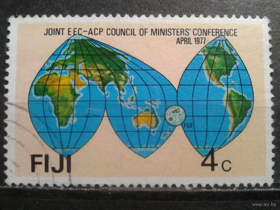 Фиджи, 1977. Карта мира