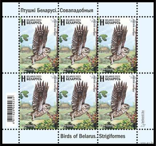 2023 БЕЛАРУСЬ Малый лист "Птицы Беларуси. Совообразные"  MNH
