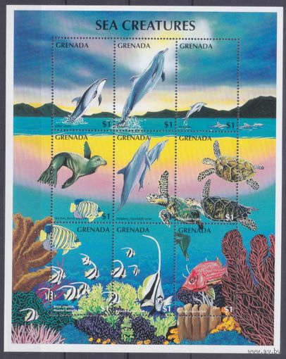 1996 Гренада 3323-3331KL Морская фауна - Дельфины 12,00 евро