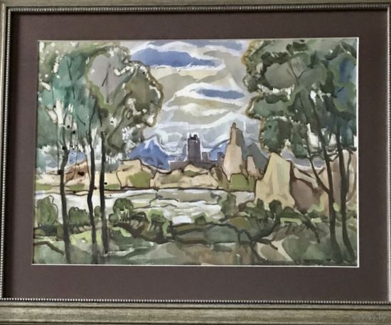 Кубарев В.Г;55/68см; бумага,гуашь,акварель. 55х68 см с рамой и паспарту.