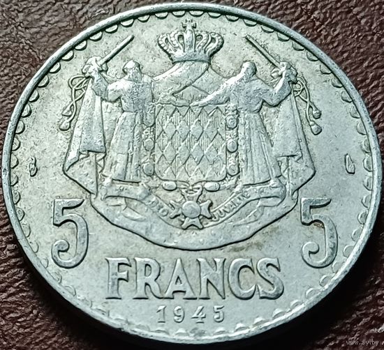 Монако 5 франков, 1945    ( 1-13-3 )