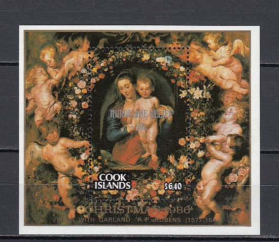 Живопись. Острова Кука. 1986. 1 блок с надпечаткой. Michel N бл175 (17,0 е).