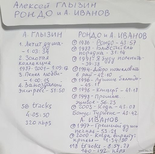 CD MP3 дискография Алексей ГЛЫЗИН, РОНДО - 2 CD