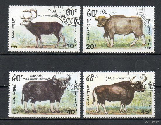 Дикие копытные Лаос 1990 год 4 марки