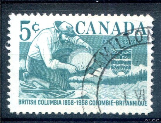 Канада - 1958г. - cтолетие Британской Колумбии, печать Гамильтон - 1 марка - полная серия, гашёная [Mi 324]. #3-WB-70-A-2