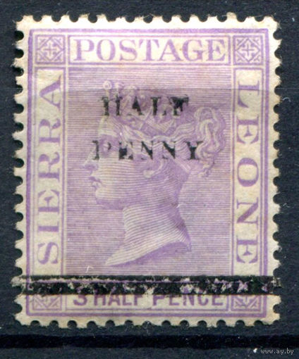 Британские колонии - Сьерра-Леоне - 1893г. - королева Виктория, надпечатка Half Penny на 1 1/2 P, wz 2 - 1 марка - MH [Mi 23]. #4-B5-126-A-1