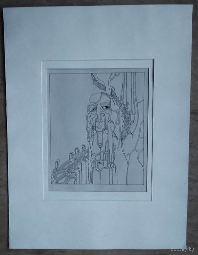 Федоров Олег Анатольевич. "Укусила пчела". 2001 г. Тушь, перо, бумага. 18х24 см.
